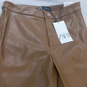Brown leather Zara pants